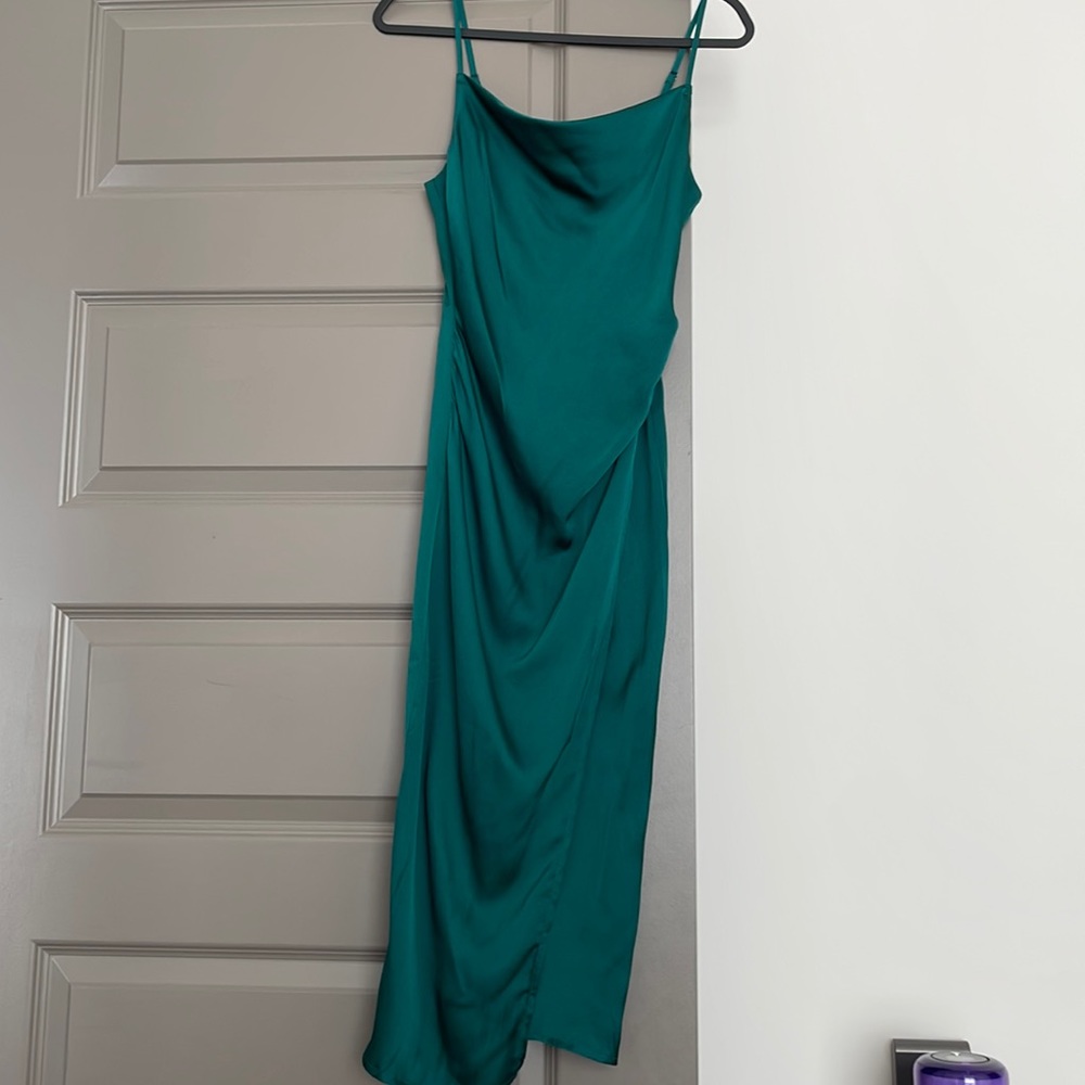 Green cowel neck midi dress (S)